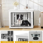 38 Inch White Wooden Dog Crate Furniture, Chew-Resistant Indoor Kennel End Table