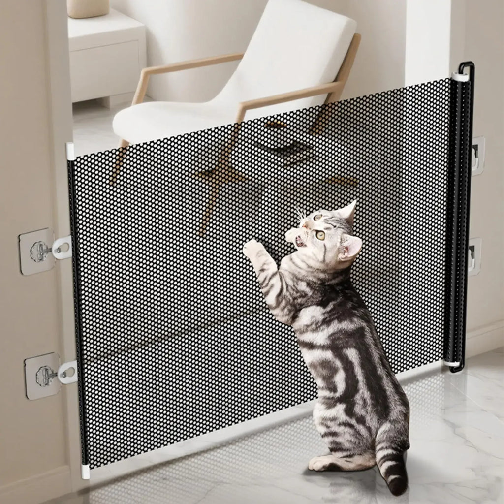 49 Inch Retractable Baby Gate Stair Gate No-Drill Mesh Safety Barrier