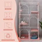 4 Tire Large Cat Cage, Crate Outdoor,Indoor Cat Enclosure Cat Kennel Playpen 3 Shelves,