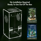 Acrylic Terrarium with Magnetic Door & All-Side Ventilation, Pre-Assembled Reptiles Enclosure