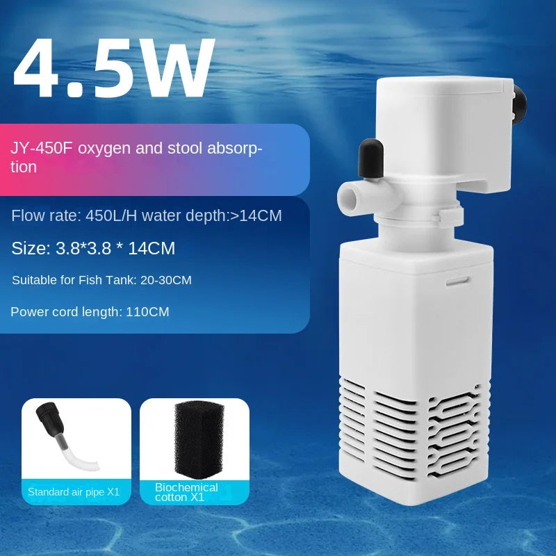 Fish tank Filter Pump Circulation system three in one , Farming, small oxygen pump, built-in small aquarium, silent