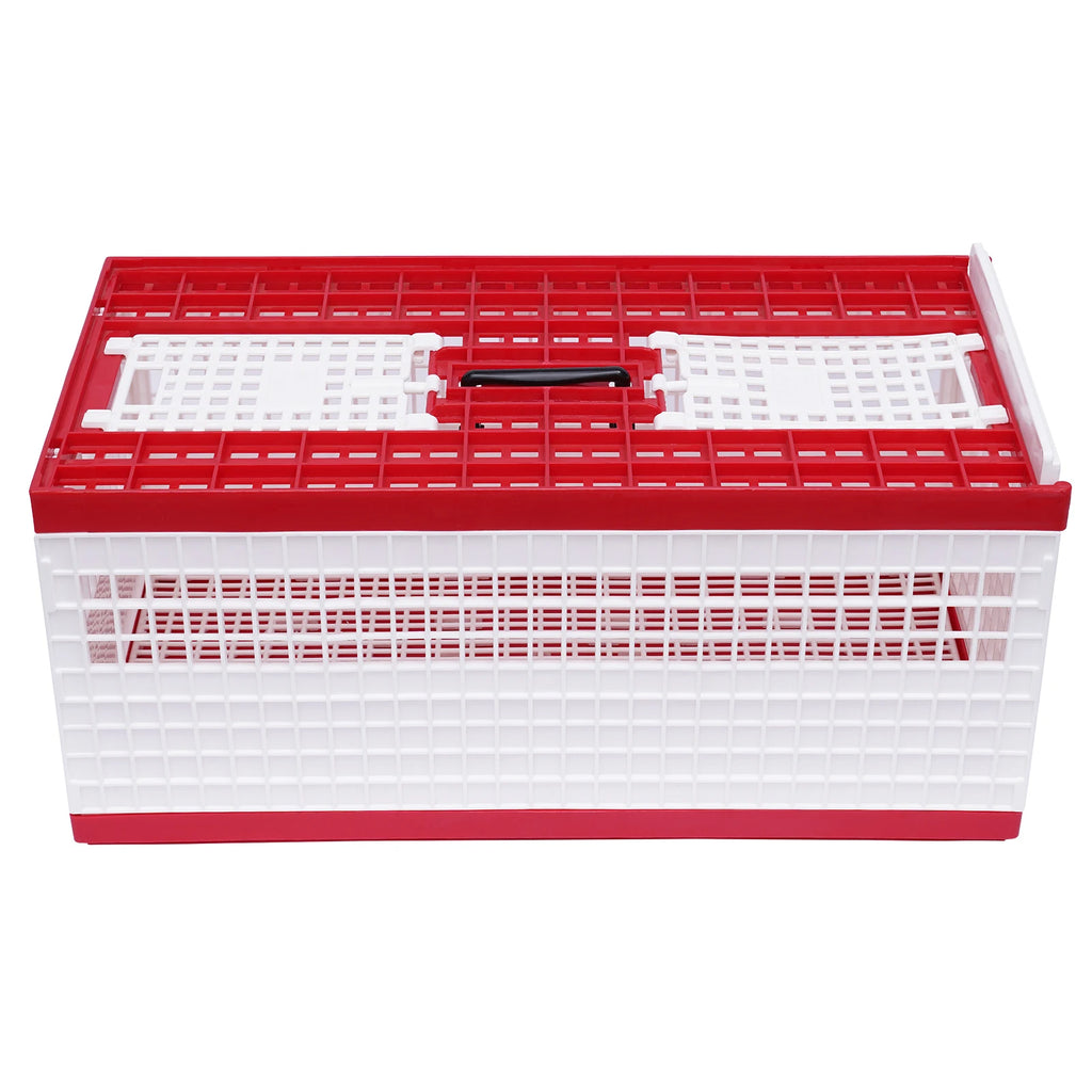 3-Door Foldable Red Pigeon Cage with Handle