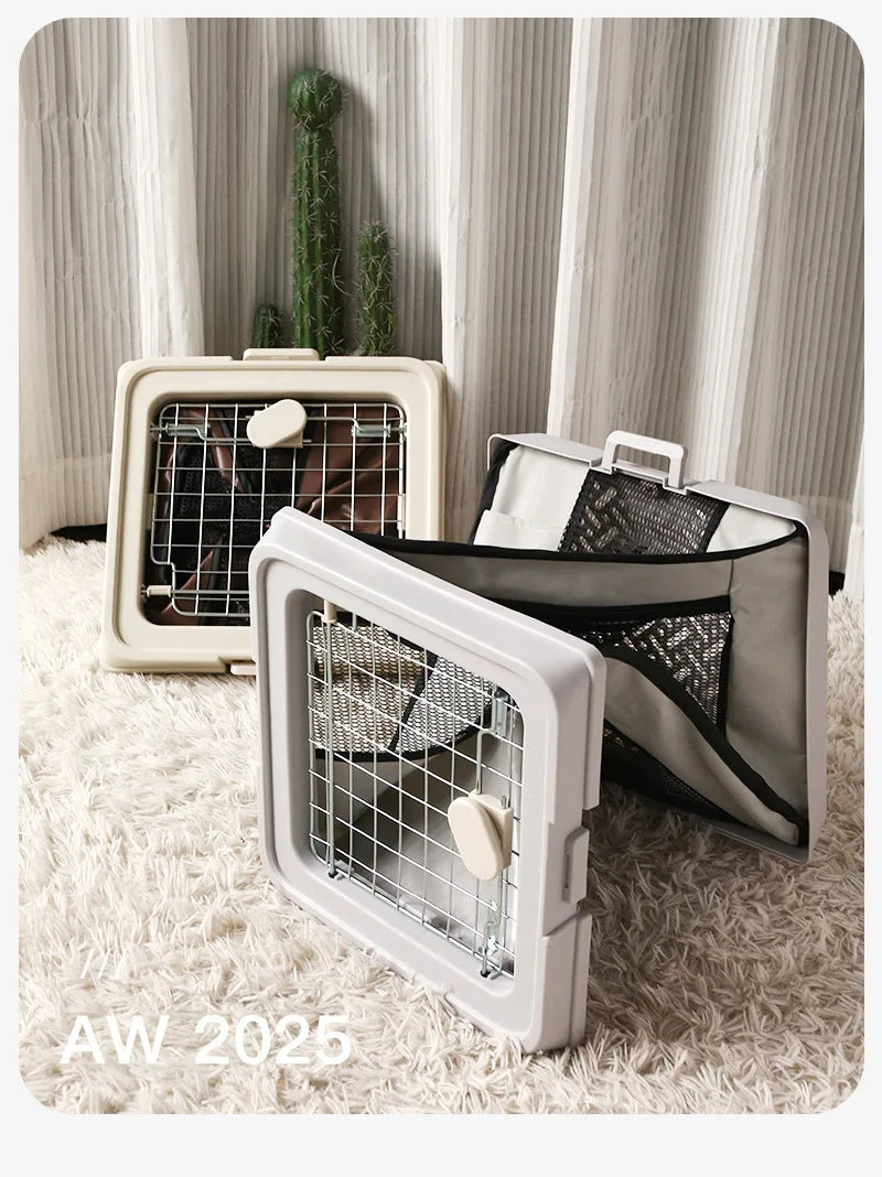 Twist Folding Cat Dog House Pet Travel Cage Car Portable Breathable Cage Oxford Cloth Wear-resistant Travel Bag Crate