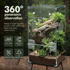 Acrylic Terrarium with Magnetic Door & All-Side Ventilation, Pre-Assembled Reptiles Enclosure