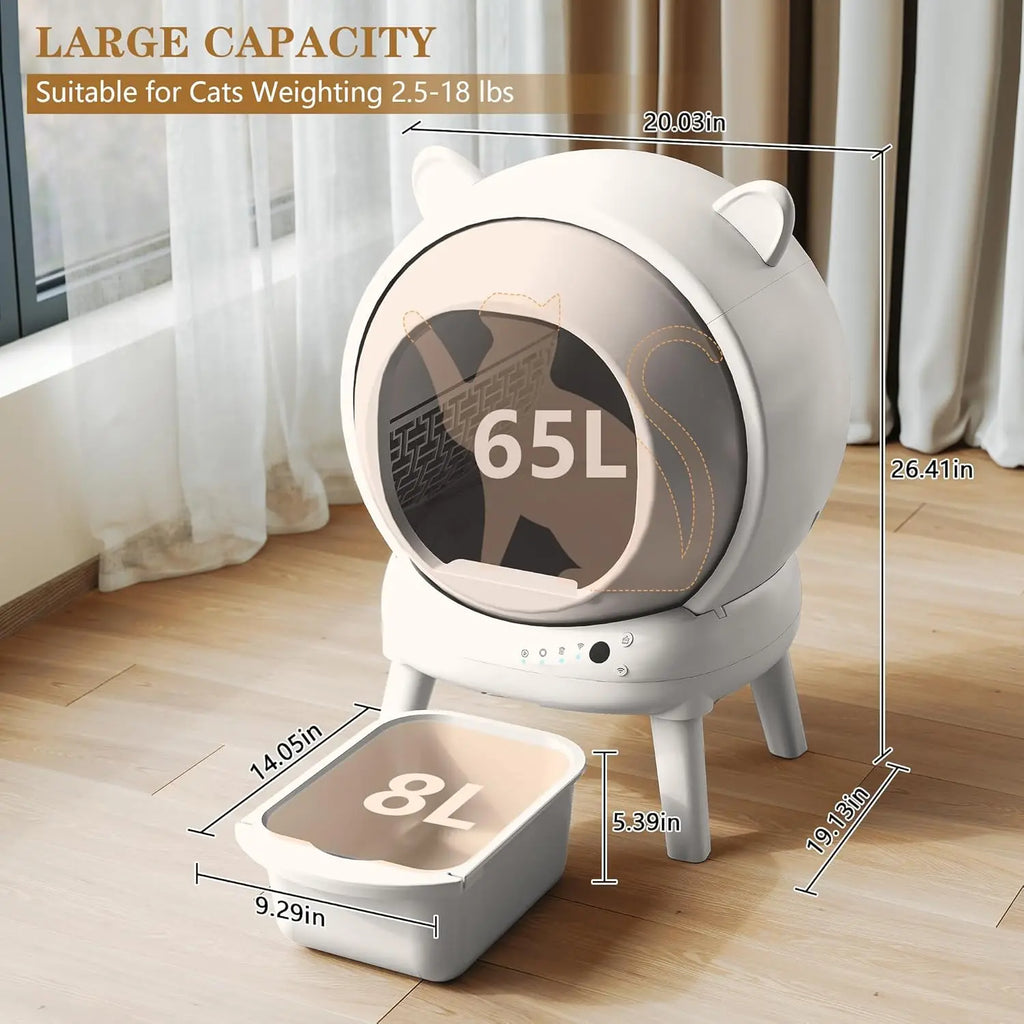 Self Cleaning Litter Box, Automatic Cat Litter Box for Multiple Cats, Auto Litter Box Robot with APP Control, Dual, Customized
