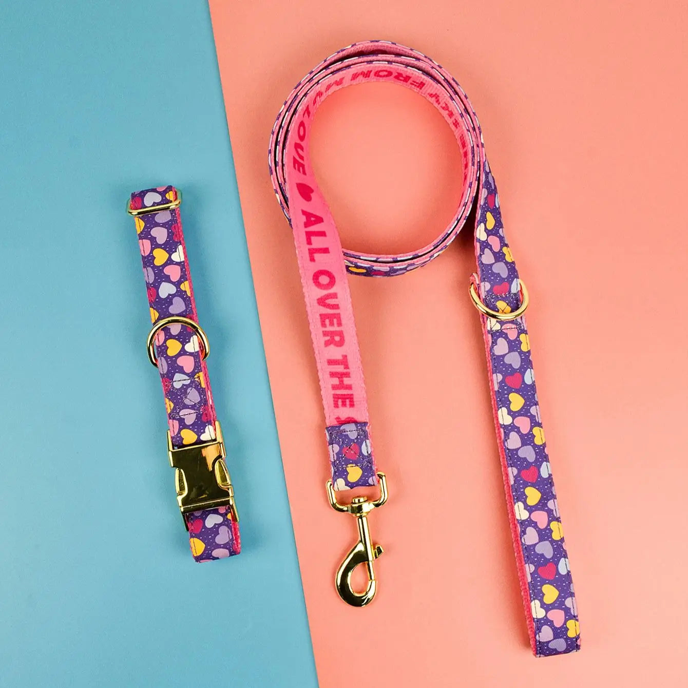 Luxury Colorful Season Adjustable Dog Collar And Leash Set For Small Medium Large Dogs