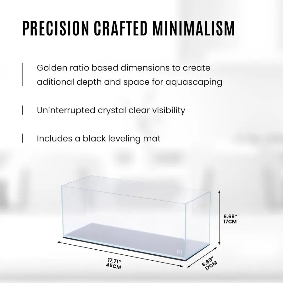 UNS Ultra Clear Rimless Tank with Leveling Mat Included 3.4GAL 13L Capacity