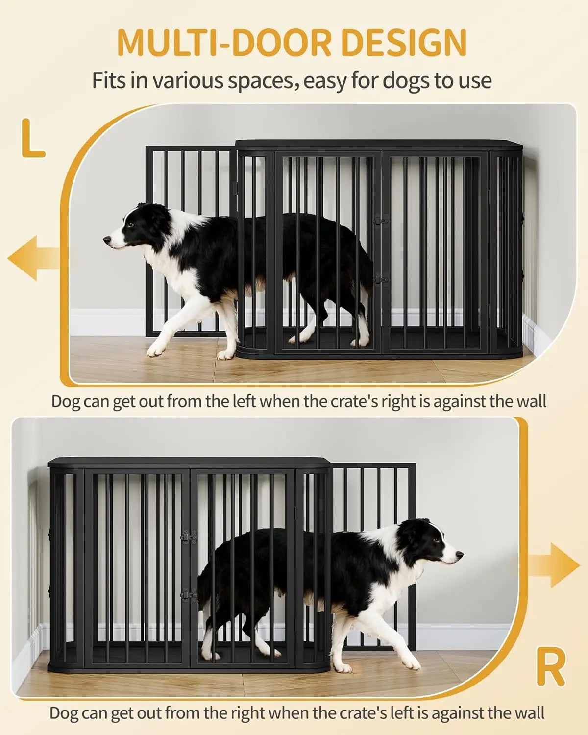 40" Modern Dog Crate Furniture, Indoor Kennel Cage