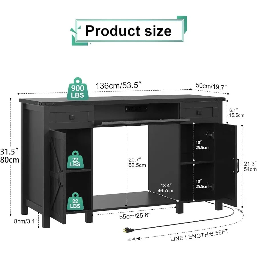 5575 Gallon Aquarium Stand with Charging Station and Cabinet