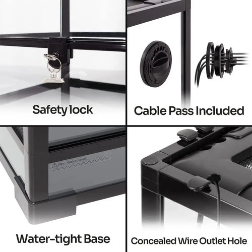 15 Gallon Glass Terrarium for Small Reptiles - Chameleons, Tree Frogs, Geckos, Lizards