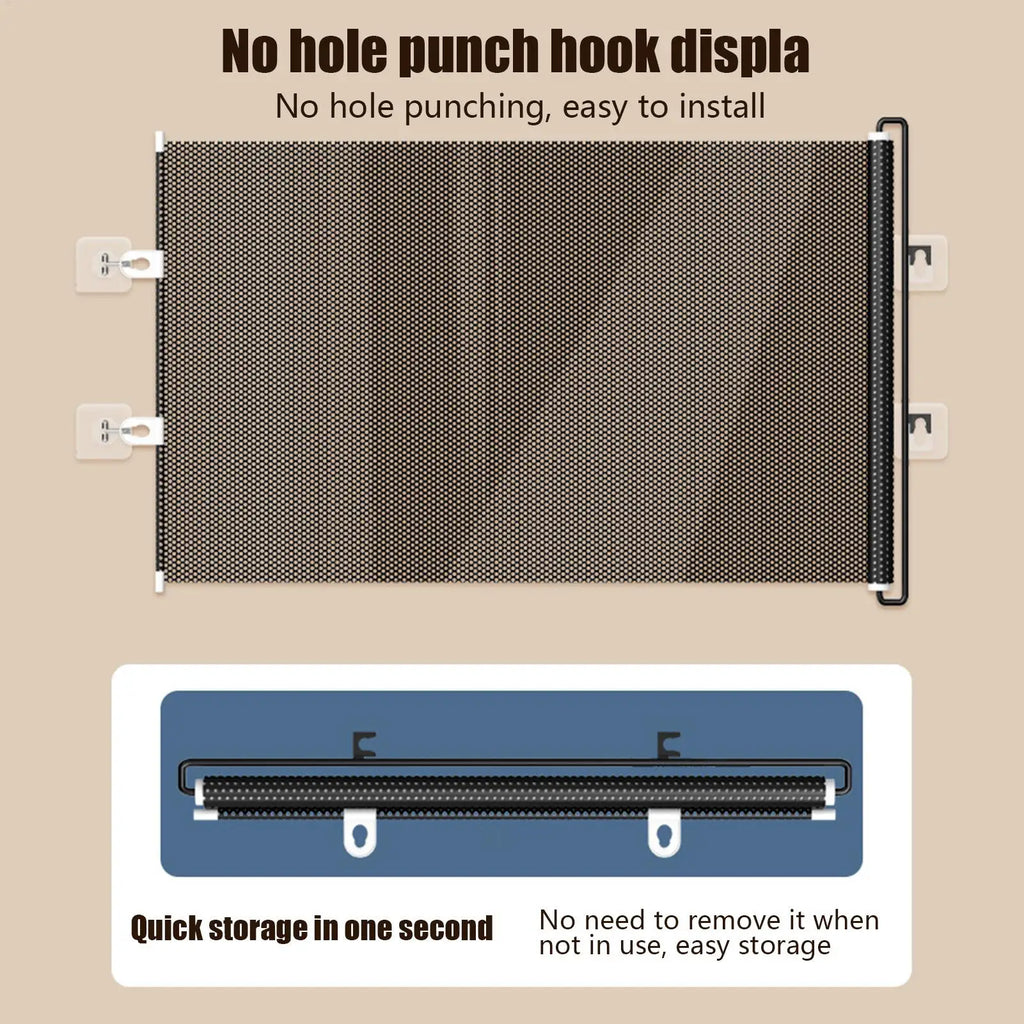 49 Inch Retractable Baby Gate Stair Gate No-Drill Mesh Safety Barrier